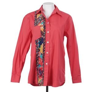 KOOS of course! Top S Blue Button Up Long Sleeve Floral Cotton Silk Shirt